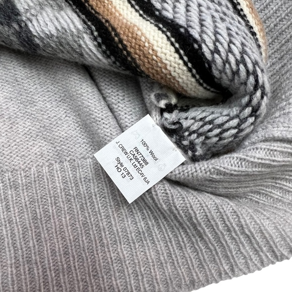 J. Crew 100% Wool Grey Long Sleeve Crew Neck Jewelled Fair Isle Sweater … - Picture 10 of 11